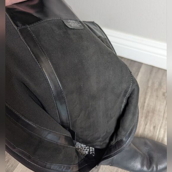 Vince Camuto Valero Black Leather Knee High Strap Riding Boots Womens 7.5 - Picture 7 of 7